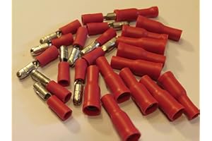 L.K.S CONNECTIONS 24 red insulated bullet crimp connectors great for speakers PACKS OF 24(12 OF EACH) OR 50(25 OF EACH (24)