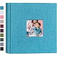 Mublalbum Small Photo Album 4x6 200 Photos Linen Cover Picture Book with Horizontal Pockets for Wedding Family Anniversary and Baby (Blue)