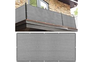 SUNLIMEI Pantalla para Balcón 150 x 300 cm Protección de Privacidad Pantalla de Privacidad para Balcón con Ojales Cuerda para Patio Al Aire Libre Apartamento, Patio, Gris Claro