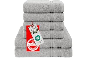 Hammetex 6 teiliges Handtuch Set, 100% Baumwolle Weich Saugstark Qualität Handtücher Set, 2 Badetücher 70x140 cm, 4 Handtücher 50x100 cm, Hellgrau