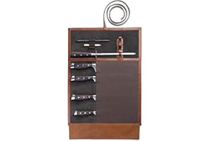 Angus Stoke Borsa per coltelli da cucina, in pelle, grande, per coltelli da cucina, borsa da cuoco Charles (marrone/nero)