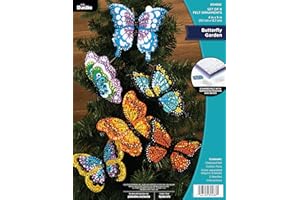 Bucilla Felt Ornaments Applique Kit Set of 6-Butterfly Garden
