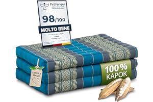 LIVASIA Materasso per bambini sostenibile in kapok, materasso pieghevole, lettino da viaggio per bambini, tappetino yoga, tappetino da gioco, lettino per giardino e balcone 140x70x8cm (Azzurro)