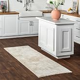 nuLOOM Loni Katı Makinede Yıkanabilir T&uuml;yl&uuml; Yolluk Halı, 2' 6" x 6', Krem