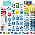 Rubigo Complete Kitchen Safety Signs Set – 65 Self Adhesive Waterproof & Heat-Resistant Stickers – ISO 7010 Compliant – Commercial Kitchen Use – Food Hygiene, Allergy, Fire Action – Bold & Clear (65)
