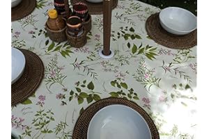 THE TABLECLOTH COMPANY 55x55" (140x140cm) SQUARE PVC/VINYL TABLECLOTH - HERB GARDEN WITH PARASOL HOLE