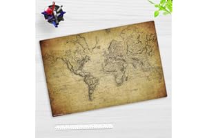 COVERYOURDESK WWW.COVER-YOUR-DESK.DE Sous-main pour enfants et adultes - « Carte du monde ancienne » - En vinyle de qualité supérieure (plastique) - 60 x 40 cm - Sous-main antidérapant - Fabriqué en Allemagne