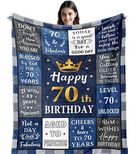 Coperta Personalizzata 70° Compleanno Donna 1955, 152x127 Cm, In Morbida Flanella Con Stampa, Regalo Per Mamma, Nonna, Moglie, Amica
