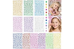 Vicloon 3720+ Glänsande Ansiktsdekoration 12 st Diamant Glitter Självhäftande Dekaler för Nail Ansikte Dekoration, Barn Gör-Det-Själv Dekoration, Hantverkskort