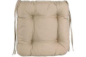 ‎PILLOWS24 Pillows24 Stuhlkissen 4er Set, Sitzkissen mit Steppung 40x40 cm, Sitzpolster für Outdoor geeignet, Bequemes Sitzpolster mit befestigungs Bändern für Gartenmöbel oder Stuhl (Cappuccino)