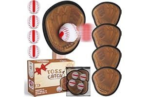 GROBRO7 Baseball Klettballspiel für Kinder, 4 Baseball-Handschuh-Paddel & 4 Klettbälle, Outdoor Ballspiel-Set für Jungen Mädchen Familienaktivität, Training Motorik & Koordination, Alter 3 4 5 6 7 8+