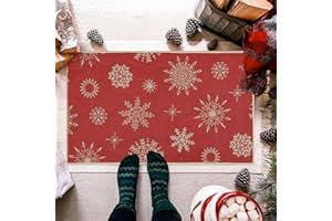 LuxFocus Zerbini natalizi con fiocco di neve, 40 x 80 cm, antiscivolo, con scritta "Merry Christmas" e benvenuto, per interni ed esterni, decorazioni per le vacanze, cucina, lavanderia