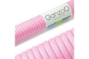Ganzoo Paracord 550, Cuerda de 4 mm, 30 Metros, Poliéster, Tipo 3-7 Hilos Interiores, Correa de Perro Collar Pulsera, Camping Supervivencia y Cuerda Multiusos al Aire Libre, Rosa-Rosa