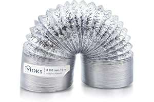 ‎VIOKS VIOKS Abluftschlauch 150 mm x 5 m Schlauch für Abluft Luftführungssysteme 150mm / Schlauch Flexschlauch Aluflexschlauch 5m / Alu für Luftführung Dunstabzugshaube / Dunstabzugshauben / Abluftrohr