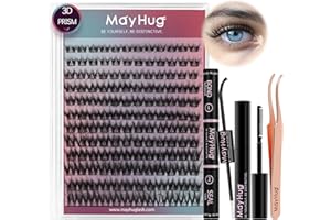 ‎MAYHUG Mayhug Wimpern Extensions Set Lash Extension Set 144pcs 3D Fluffy Wimpern 8-18mm, 48-72 Halt Stunden Wasserdicht Bond & Seal Wimpern Kleber, 5ml Wimpernkleber Entferner, Pinzette(Prism)