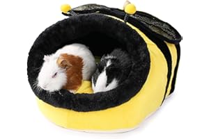 JanYoo Bunny Hedgehog Guinea Pig Bed Accessories Cage Toys Bearded Dragon House Hamster Supplies Habitat Ferret Rat (XL, Bee)
