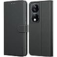 Leacckl for Honor X7b/ Honor 90 Smart Case, Leather Wallet Case, Flip Case with Card Holder and Magnetic Buckle, Leather Book Case, Matte Black