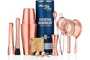 Mixology & Craft Ensemble shaker à cocktail – Kit d'accessoires de bar 11 pièces avec shaker Boston lesté, passoire, doseur et plus encore – Outils de barman à domicile, accessoires pour barman,