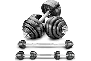 RE:SPORT 2 in 1 Hanteln Set 15-60kg | Hantelset Gusseisen verstellbar | Kurzhantel & Langhantel | Sternverschlüsse & Verbindungsrohr