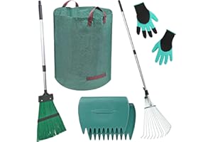 Crystals Leaf Grabber Long Handled - Heavy Duty Leaf Picker Garden Grabber for Gathering Leaves, Grass Cuttings - Garden Rake Tool Set | Leaf Collector Grabber | 500L Garden Bag