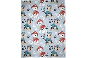 CHARACTER WORLD Oficjalnie licencjonowany koc polarowy Psi Patrol, super miękki, ciepły, szkicowy wzór, niebieska narzuta z Marshallem i Skye, idealny do domu, sypialni, na kemping i nocowanie