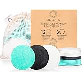 15 Reusable Makeup Remover Pads | Non-Disposable Eco-Friendly Pads | Double Layer Natural Organic Bamboo Pads with Laundry Ba