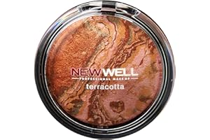 ‎NEW WELL NEWWELL Blush Rouge Terracotta, Marmoriertes Rouge Puder für die Wangen, Natürlicher Glanz und Kontur, Lang anhaltendes Finish, Bronzer und Blusher
