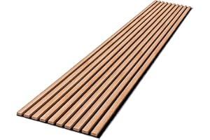 Wohnartig | Wandverkleidung | Lamellenverkleidung | Akustikpaneel | Wandpaneele auf filz | Akustikfilz | Lamellenwand | Lamellen dekor | Eiche | 270cm Hoch | 45cm Breit |