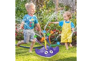 ROUSKY 2-in-1 Water Sprinkler Toys for Kids and Aldult,Outdoor Garden Lawn Watering Toys with Water Tentacles,Attaches to Garden Hose,Summer Spray Water Fun Toys (Manta Ray)