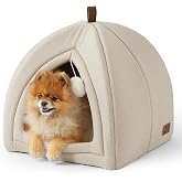 Bedsure Cave Bed Cat Igloo Removable Washable Cushion, 44 x 44 cm | Tent Cat House with Sherpa Cushion, Portable Folding Pet