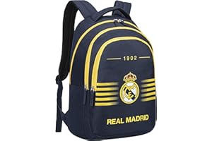 Real Madrid Mochila escolar de 2 compartimentos, colección oficial