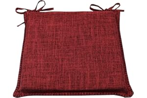 CnA Stores Set of 4 Beautiful Reversible Kitchen Dining Garden Chair Cushion Seat Pads With Ties Zipped Removable Covers (Red/Wine)