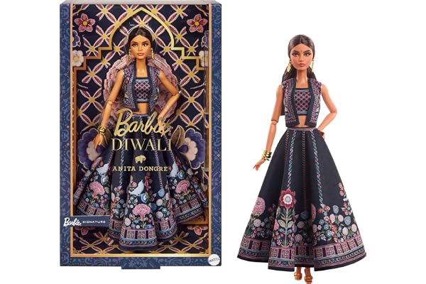 Barbie Diwali Doll by Anita Dongre Wearing Festival of Lights Look, Holiday Collectible with Doll Stand & Certificate of Authenticity
