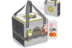 Heldenzimmer - Tonie Tasche Grau für Toniebox mit Waschbär - Sichere Tonie Box Aufbewahrung in Toniebox Tasche für bis zu 10 Figuren
