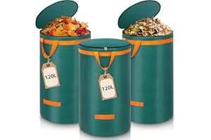 Enbagold 3X 120L Gartenabfallsack Stabil, Laubsack mit Deckel und Griffen Gartensack Groß, Gartenabfallsäcke Gartensäcke Grünschnittsack, Selbststehend Grünschnittsäcke, Abfallsack für Gartenabfälle