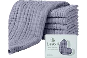 Looxii 100% bawełniana szyfonowa smycz dla niemowląt Zestaw 6 chusteczek szyfonowych 27x48 cm 6 warstw wchłaniających wodę kwadratowe miękkie bawełniane ręczniki dla niemowląt dla noworodków Mglisty