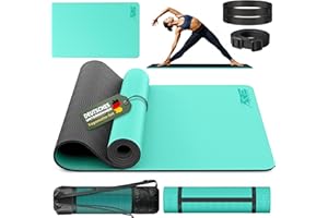 RE:SPORT Yogamatte Phthalatfrei | Gymnastikmatte rutschfest | Fitnessmatte schadstofffrei | Trainingsmatte mit Tragegurt Phthalatfrei 183 x 61 x 0,6 cm