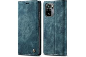 PaceBid Etui kompatybilne z Xiaomi Redmi Note 10 4G/10S, retro luksusowy skórzany portfel odporny na uderzenia etui ochronne z przegródkami na karty, magnetyczne etui na telefon komórkowy Xiaomi Redmi Note 10 4G/10S niebieski