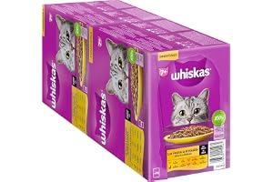 Whiskas 7+ Kattfoder med fågel, urval i sås, 24 x 85 g (2 förpackningar) – högkvalitativt våtfoder från det 7:e levnadsåret, i 48 portionspåsar