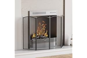 Fire Vida Stanton 4 Panel Spark Guard, Metallo, Nero, H 64 cm x L 100 cm Circa