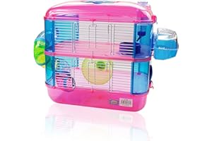 DI ZE LIN PET HOME S.L DZL® Jaula para Hamster de plástico Duro, caseta Bebedero comedero Rueda Todo Incluido (40 * 26 * 40 2 Pisos, Color Aleatorio)