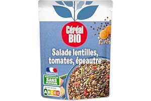 Céréal Bio Salade Lentilles, Tomates et Epeautre - Salade Froide Rapide et Pratique À Emporter - Végan et Bio - 220 g - 200636