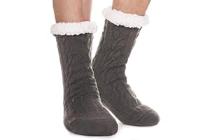 EBMORE Mens Slipper Fluffy Socks Thermal Winter Cosy Cabin Warm Fleece Soft Comfy Thick Non Slip Bed Christmas Home
