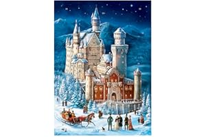 Richard Sellmer Verlag Papier Adventskalender/Weihnachtskalender mit Bildern und Glimmer für Kinder und Erwachsene Schloß Neuschwanstein