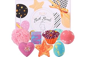 Bath Bombs for Kids, DUAIU 6pcs Fizzy Bubble Bath Bombs for Kids & Women Organic Natural Kids Bath Bomb Gift Set with Essential Oils Kid-Friendly Fruit Fragrance and a Bathing Mesh Ball