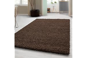 ‎CARPETSALE24 Carpetsale24 Shaggy Hochflor Teppich Läufer Flur 60 x 110 cm Braun - Weicher, Flauschiger Teppich Wohnzimmer – Moderner, Rutschfester Badezimmerteppich & Küchenläufer, Bettvorleger Schlafzimmer