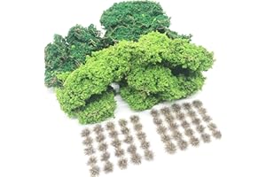 Cayway 3 Pack Modèle Arbres Gazon Lichen pour Feuillage, Touffe d'herbe Statique Herbe Artificielle Modèle, Artificielles Mousse pour Le Chemin de Fer de Paysage de Train