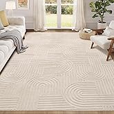 Enyhom Rugs Living Room 160 x 230 cm, Beige Fluffy Area Rugs for Bedroom Washable Anti Slip Modern Floor Carpets Mat Non Shed
