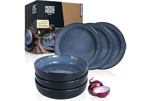 Moritz & Moritz 6-częściowy Zestaw Talerzy do Zupy Niebieski - dla 6 Osób, Porcelana, Zmywarka i Mikrofalówka