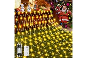 GYLEFY Luci di Natale da Esterno,200 LED Rete di Luci 3Mx2M Catena Luminosa Telecomando Luci Natalizie Tenda Luminosa Esterno 8Modalità Decorazioni Natalizie per Albero di Natale Giardino Casa Bianco Caldo